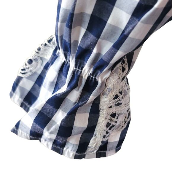 Gracia Floral Navy/White Check Embroidered Mini Dress, Country-Chic, Picnic - Picture 10 of 13